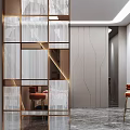 Modern Room Dividers With Geometric Metal Frames And Glass Panels 3d model