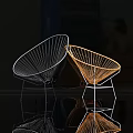 Modern Leisure Chair With Wire Frame Design In Black And Gold Colors