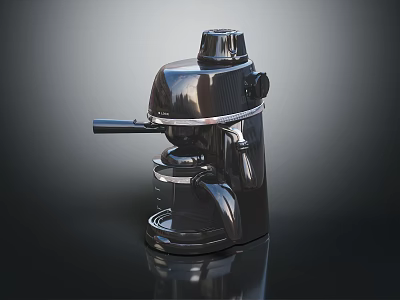 Sleek Black Electric Coffee Maker Featuring Stainless Steel Body And Glass Carafe 3d model