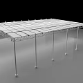 Outdoor Metal Frame Canopy With Support Poles And Flat Roof Structure