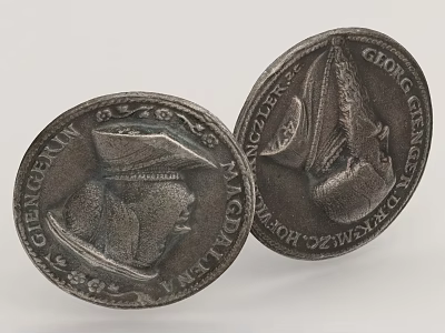 Two Vintage Collectible Coins With Engraved Portraits And Historical Inscriptions 3d model