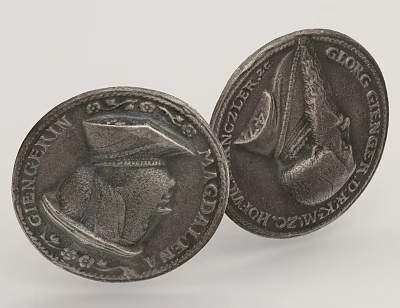 Two Vintage Collectible Coins With Engraved Portraits And Historical Inscriptions 3d model