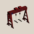 Industrial Gantry Crane Red Structure With Double Hook Lifting System