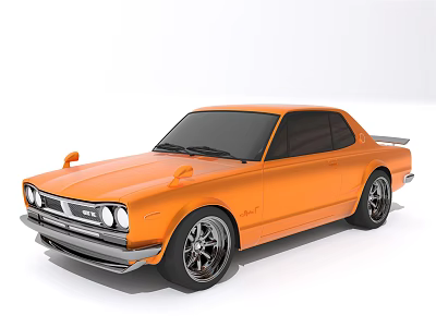 Vintage Orange Two Door Sports Car With Classic Design And Alloy Wheels 3d model