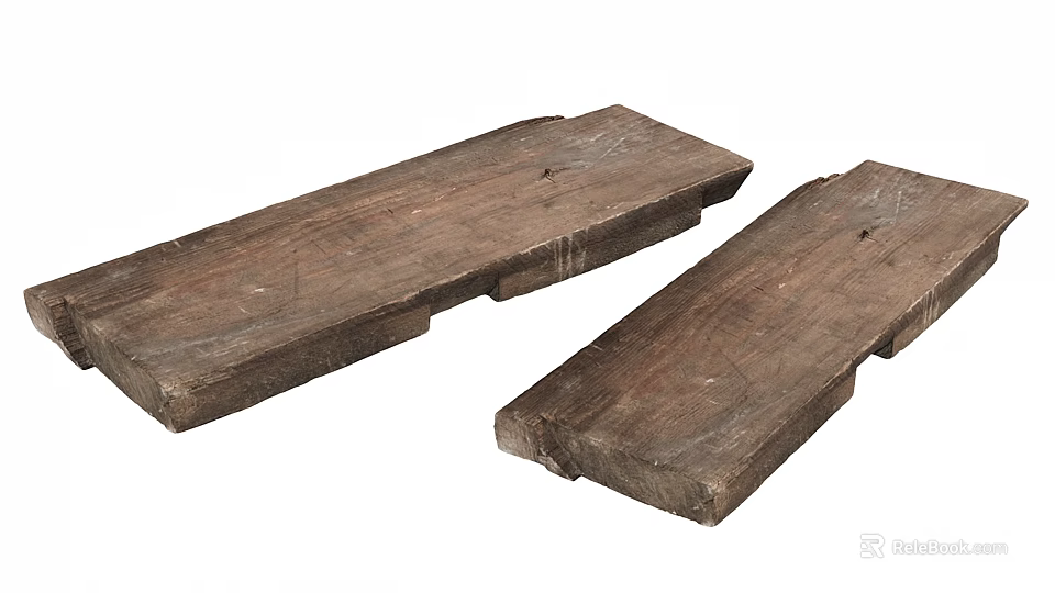 Two Natural Wooden Stone Slabs With Rustic Texture And Handcrafted Finish 3d model 