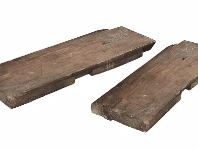Two Natural Wooden Stone Slabs With Rustic Texture And Handcrafted Finish 3d model
