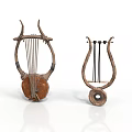 Two Traditional Vintage Wooden Stringed Musical Instruments As Decorative Household Items