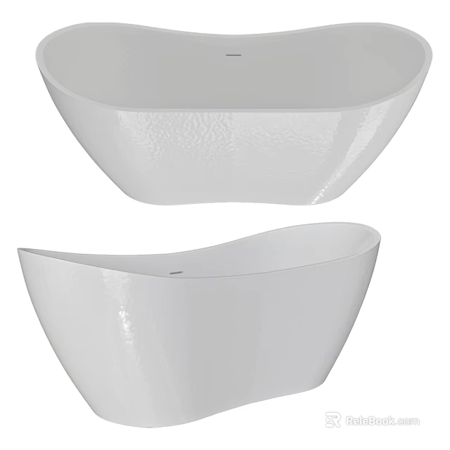 Modern White Freestanding Bathtub with Sleek Design Smooth Surface and Elegant Shape 3d model