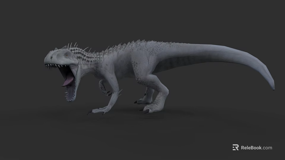 Ferocious Reptile Dinosaur 3D Model With Open Mouth Sharp Teeth And Spiked Back 3d model 