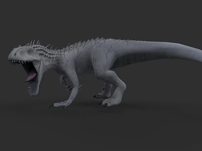 Ferocious Reptile Dinosaur 3D Model With Open Mouth Sharp Teeth And Spiked Back 3d model