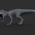 Ferocious Reptile Dinosaur 3D Model With Open Mouth Sharp Teeth And Spiked Back