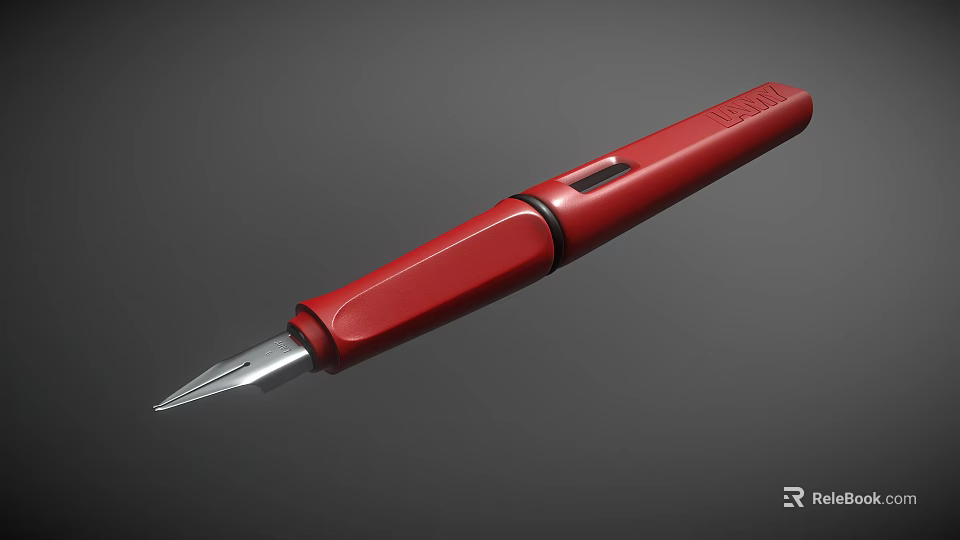 Red Fountain Pen With Sleek Modern Design Stainless Steel Nib And Comfortable Grip 3d model 