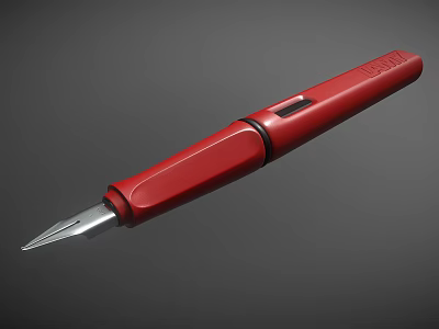 Red Fountain Pen With Sleek Modern Design Stainless Steel Nib And Comfortable Grip 3d model