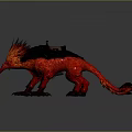 Fantasy Rider With Red Mythical Creature Featuring Saddle And Feathered Design