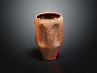 Handcrafted Terracotta Clay Pot With Reddish Brown Textured Surface And Unique Shape 3d model