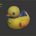 Yellow Rubber Duck Toy With Orange Beak Gray Eyes And Blue Wings