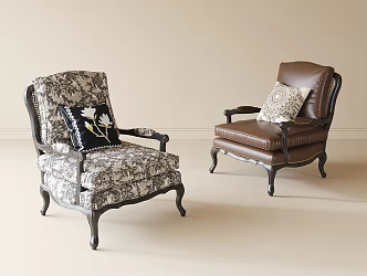 French Single Sofa Leisure Chair 3d model