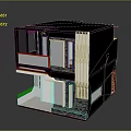 Modern Two Story Architecture Model With Black Roof And White Vertical Lines