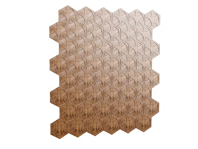 Brown Hexagonal Floor Tiles with Textured Surface for Modern Interior Design Projects 3d model