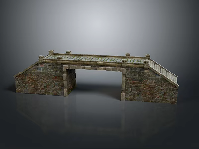 Traditional Stone Bridge Structure With Brick Arch Railings And Deck Design 3d model