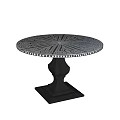 Elegant Round Dining Table With Intricate Radiant Pattern And Black Pedestal Base 3d model