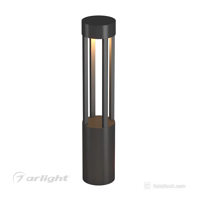 Cylindrical Black Outdoor Light With Clear Glass Panels And Warm Illumination 3d model 