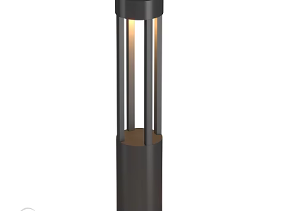 Cylindrical Black Outdoor Light With Clear Glass Panels And Warm Illumination 3d model