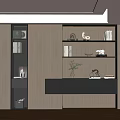 Modern Light Wood Sideboard With Dark Drawers Open Shelves And Decorative Lighting