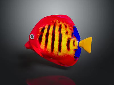 Vibrant Tropical Fish With Red Yellow Blue Striped Pattern And Yellow Tail 3d model