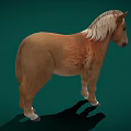 Isolated Brown Horse With White Mane Standing On Green Background 3d model