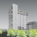 Modern Commercial Complex With Contemporary Architectural Design Green Spaces And Urban Facilities