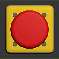Emergency Stop Safety Device With Red Top Button Yellow Base Gray Section And Metal Screws