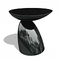 Black Modern Side Table With Sleek Glossy Surface And Unique Curved Base Design 3d model