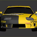 Yellow And Black Racing Car With Number 66 Turbo And Sticky Tire Details
