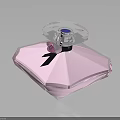 Luxurious Transparent Perfume Bottle With Pink Liquid Crystal Cap And Black Ribbon