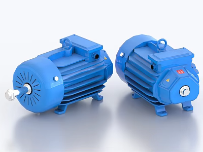 Blue Industrial Equipment Motors Two Units With Metallic Body And Efficient Design 3d model