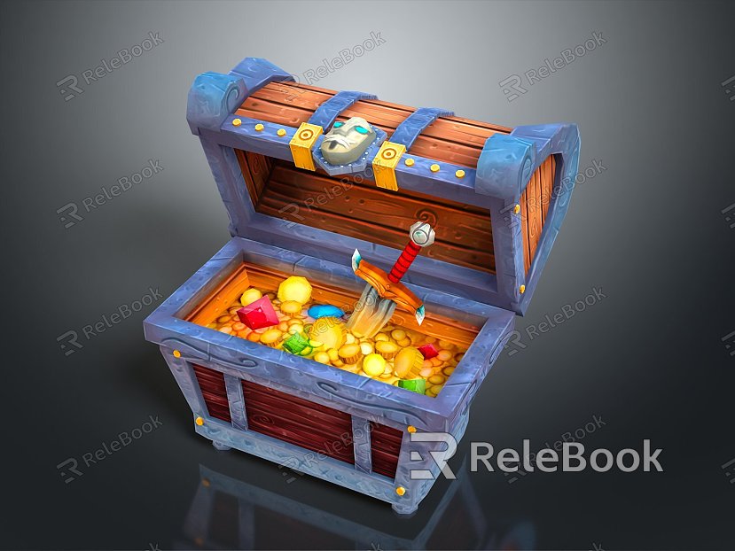 Cartoon Chest Treasure Chest Treasure Chest Jewelry Chest Cashbox Wooden Chest Game Chest Treasure Chest Pirate Chest model