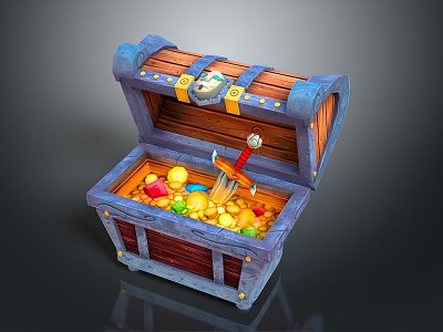 Cartoon Chest Treasure Chest Treasure Chest Jewelry Chest Cashbox Wooden Chest Game Chest Treasure Chest Pirate Chest model