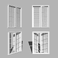 Modern Interior Window Blinds Design With White Wall And Multiple Panel Styles 3d model