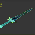 3D Rendered Fantasy Blue Glowing Sword With Decorative Hilt And Blade
