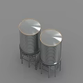 Industrial Equipment Large Silver Metal Storage Tanks with Steel Support Structures