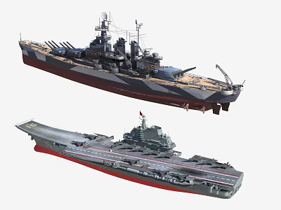 Two Different Warships With Distinct Structures 3d model