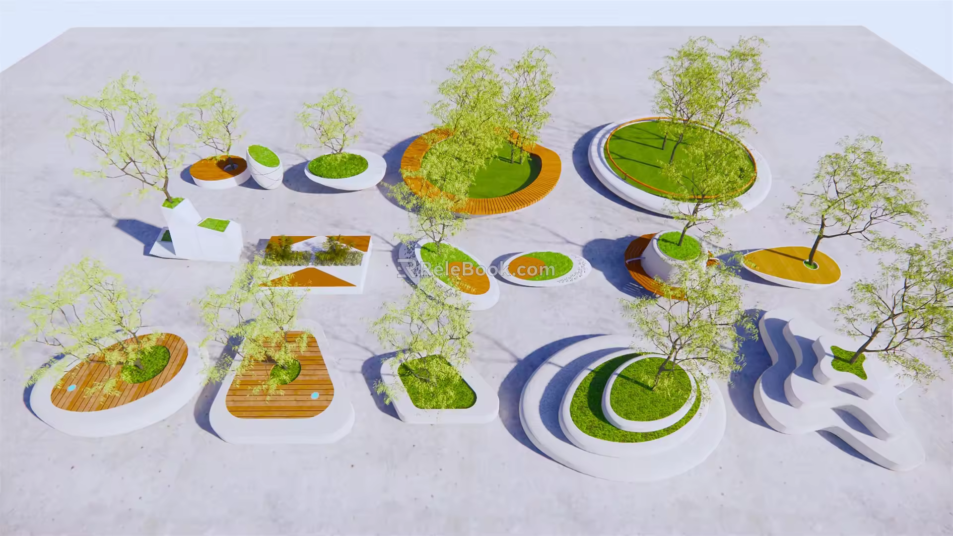 Modern tree pool tree pool seat 3d model