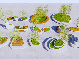 Modern tree pool tree pool seat 3d model