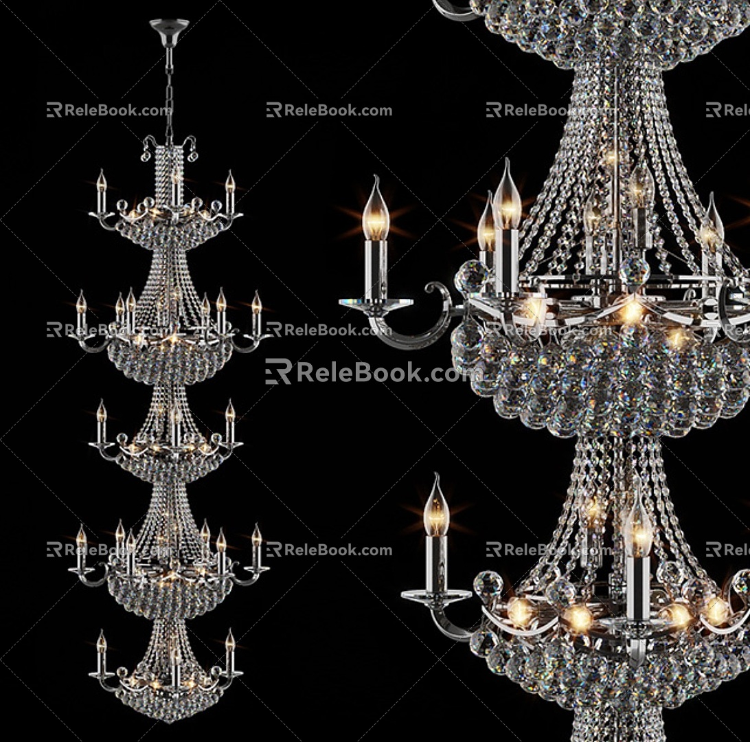 Modern Crystal Chandelier Combination Modern Lamp Chandelier Ceiling Lamp Lighting Appliance Art Furniture Light Luxury Bulb Shaped 3d model