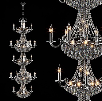 Modern Crystal Chandelier Combination Modern Lamp Chandelier Ceiling Lamp Lighting Appliance Art Furniture Light Luxury Bulb Shaped 3d model