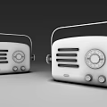 Retro Radio Speakers in White and Mint Green with Copper Handle and Vintage Design