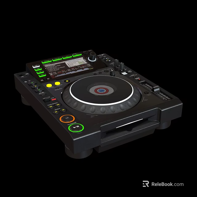 Professional DJ Headphone Audio Mixer with Turntable Control Buttons and Display Screen 3d model 