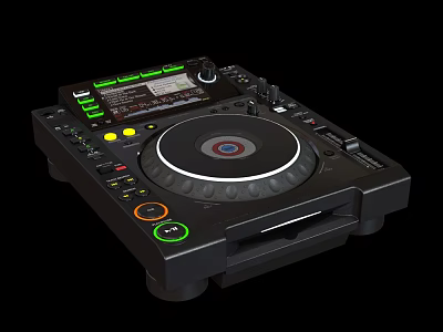 Professional DJ Headphone Audio Mixer with Turntable Control Buttons and Display Screen 3d model