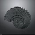 Intricate Spiral Shell Sculpture With Detailed Textured Patterns On Dark Background 3d model